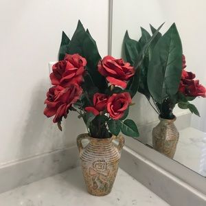 vintage vase with fake roses